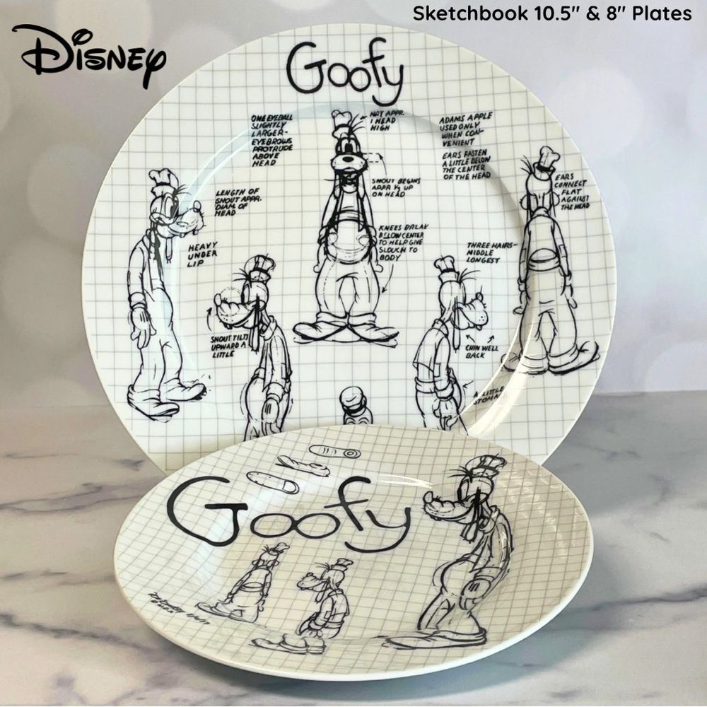 Disney Goofy Sketch Book Plates - 10.5" & 8"